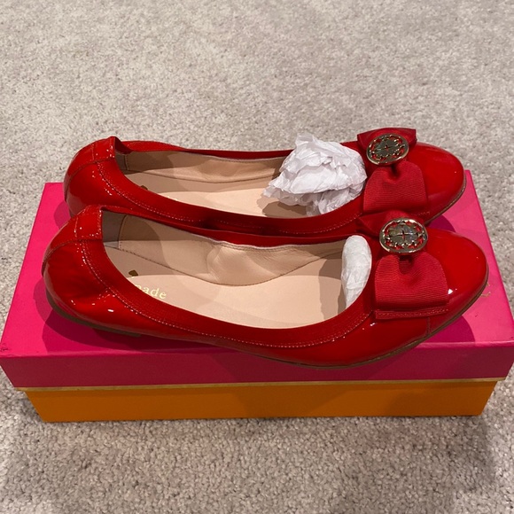 NWT Kate spade Wanetta Maraschino Red bow flats - Picture 5 of 13